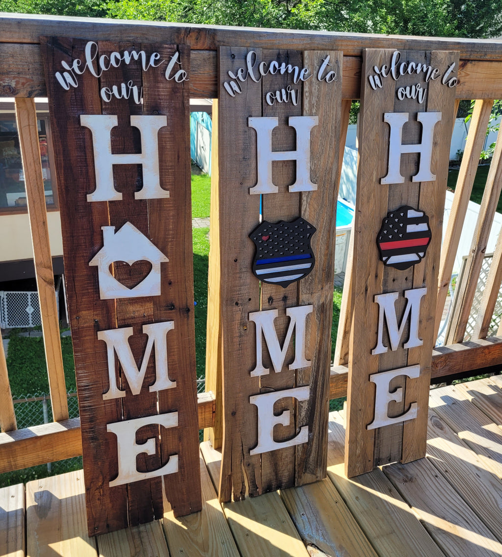 Rustic wood Welcome Sign (Police)