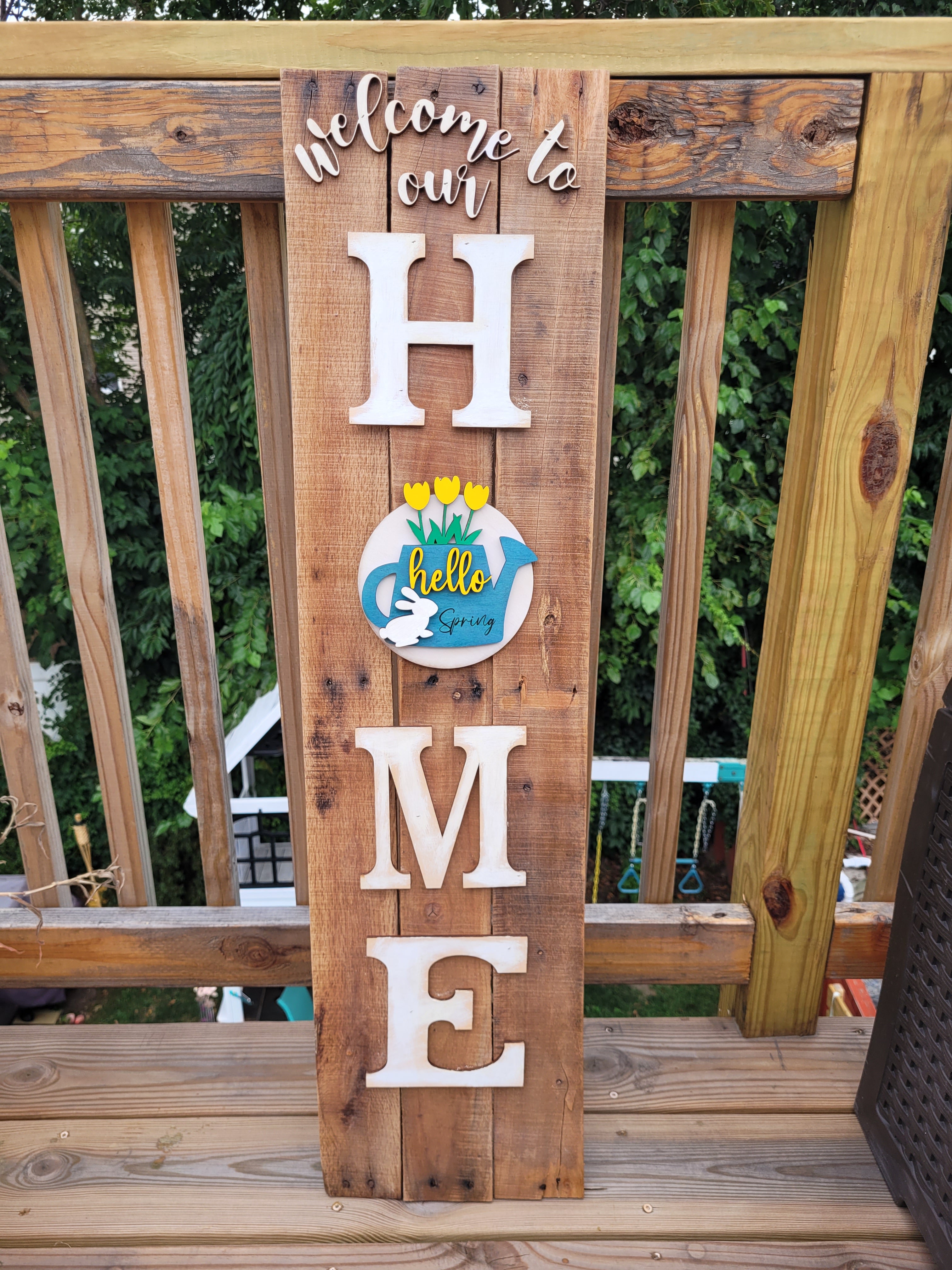 Rustic Wood Welcome Sign interchangeable/seasons of the year