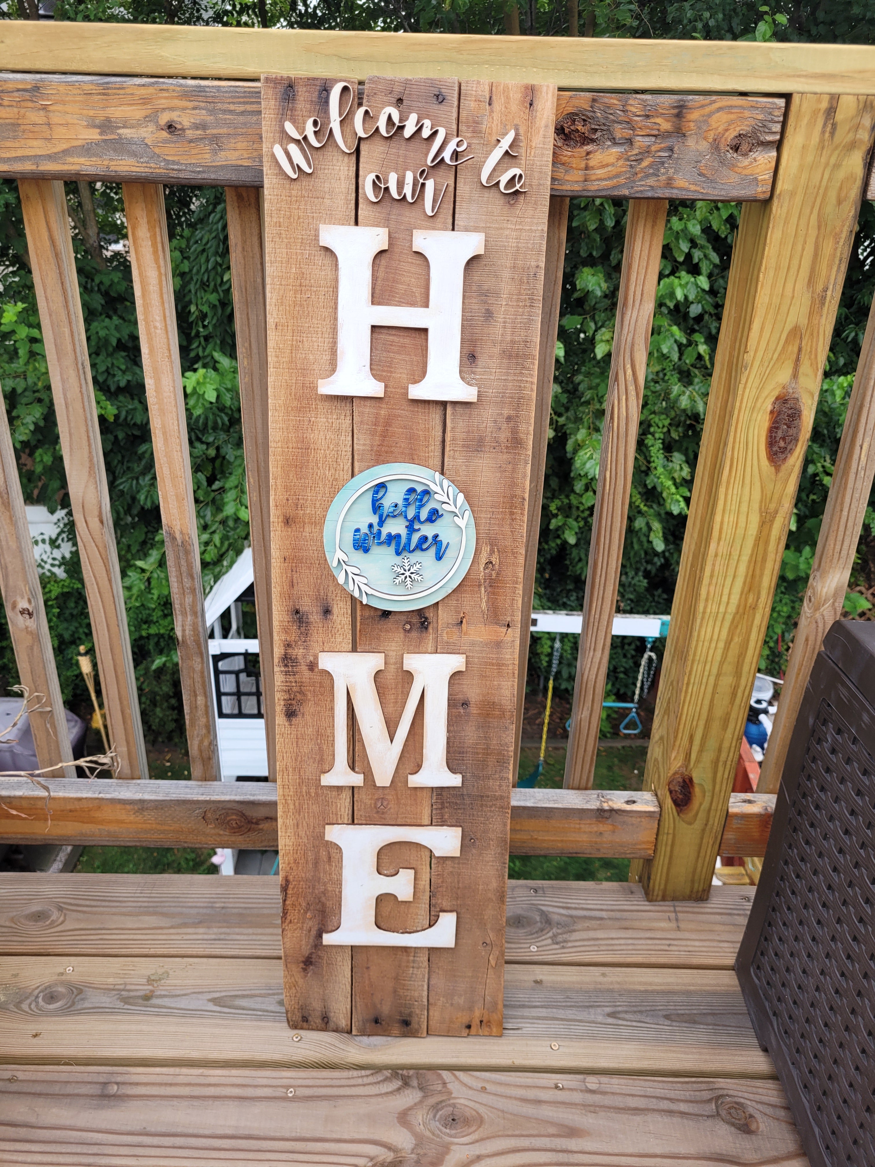 Rustic Wood Welcome Sign interchangeable/seasons of the year