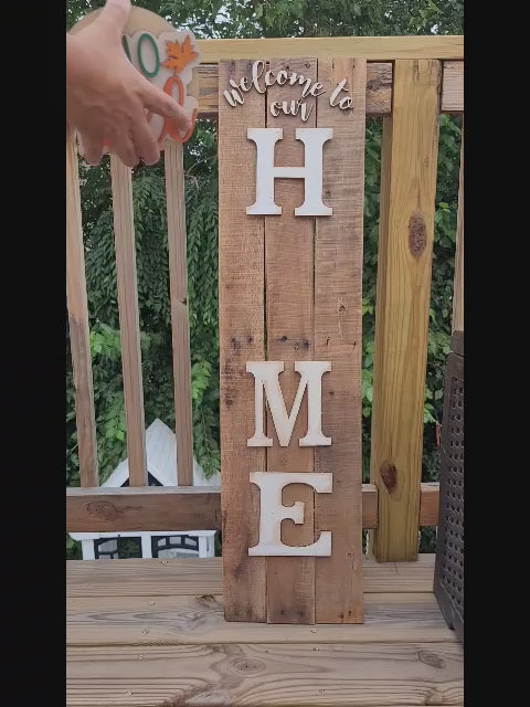 Rustic Wood Welcome Sign interchangeable/seasons of the year